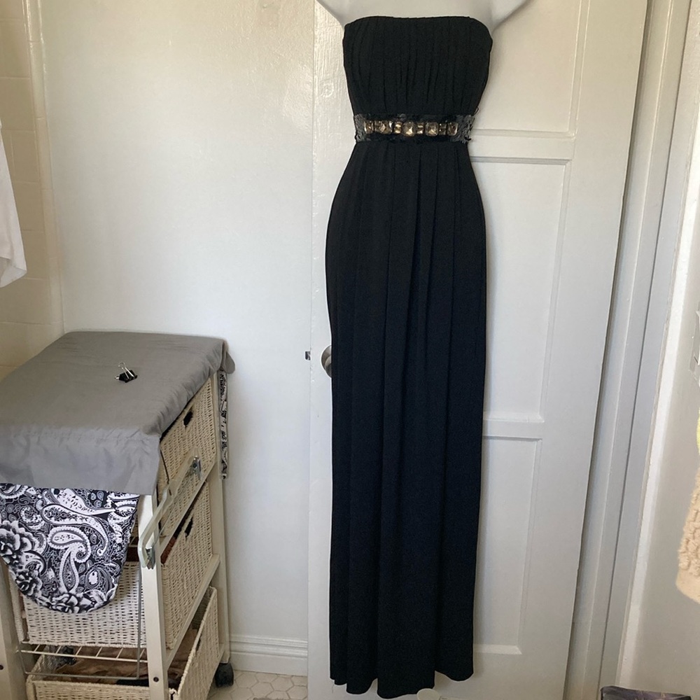 VERA WANG Lavender Label Dress Gown Black Strapless Embellished Strap  NWT 8/42